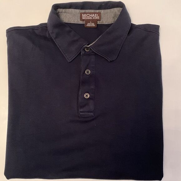 Michael Kors Cotton Navy Polo Shirt Men’s Size L - Picture 1 of 8